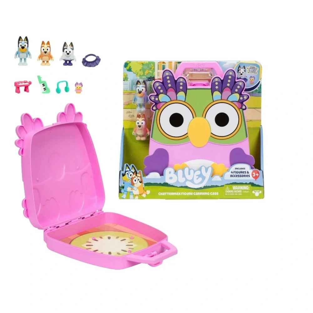 CHATTERMAX Figure Case, Includes Bluey, Bingo, Muffin and Chattermax. NEW !
